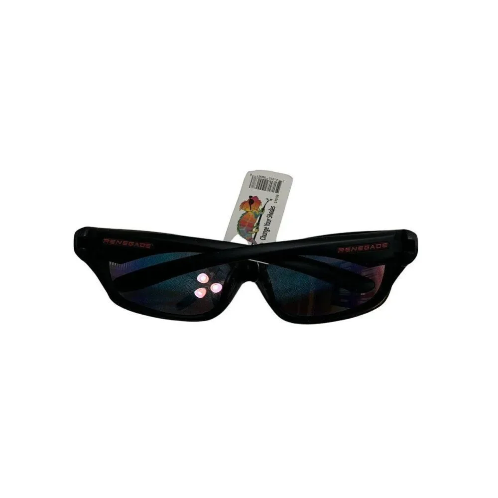 Renegade Mens New Shield Rainbow Lens Black Frame Sport Sunglasses